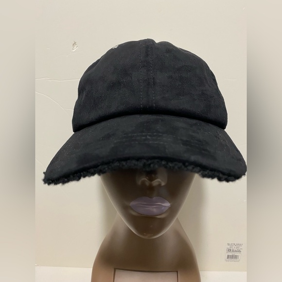 UGG KOOLABURRA Faux Suede Faux Fur Lined Baseball Cap Hat One Size Black New!! - Picture 5 of 10